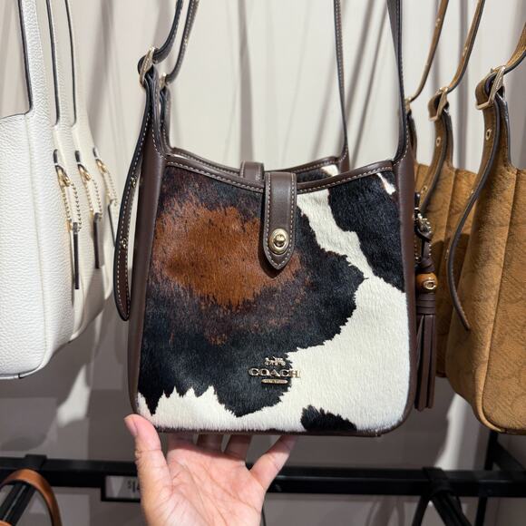 Best price ‼️Coach Hadley Mini Crossbody Bag Cow Print And Tassel CCE14 - Picture 7 of 16